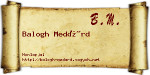 Balogh Medárd névjegykártya